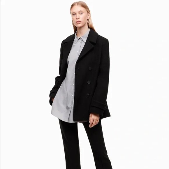 Aritzia VIRGIN WOOL & CASHMERE Babaton Tarquin Black breasted coat jacket XXS - Picture 3 of 13